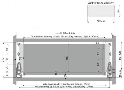 Zásuvka s 2 relingami
