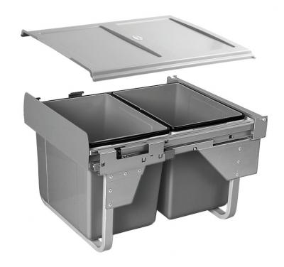 Kôš NÍZKY 450 šedý 2x15L - ČELO -&nbsp;Použitý Modern plnovýsuv