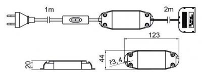 schéma<br />Trafo LED SLIM 15W,220-240V 12V