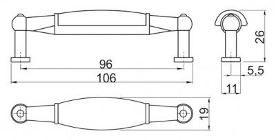 schéma<br />Úchytka porcelan 0728B - vzor B