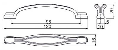 schéma<br />Úchytka UZ10 96mm stará mosadz