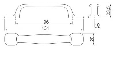 schéma<br />Úchytka UZ12 96mm stará mosadz
