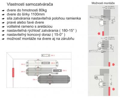 použitie<br />Zatvárač TS68 EN2-4 DORMA strieborný