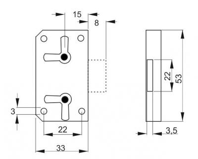 schéma<br />7762 nikel - Stolíkový zámok 15mm