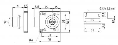 schéma<br />138 x PL - Stolíkový zámok 19x22mm, Lámací kľúč