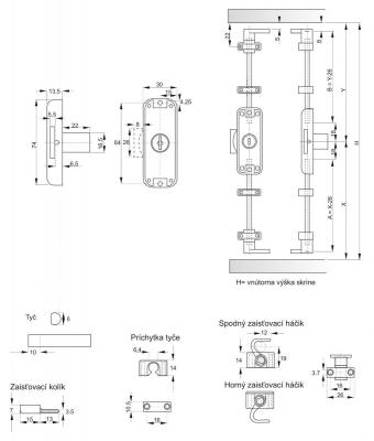 shéma 2<br />1018 x - Centrálny zámok čelný, 600mm