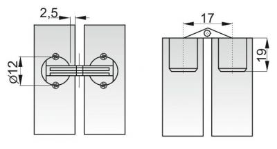 schéma<br />Cylindrický záves 12mm plast