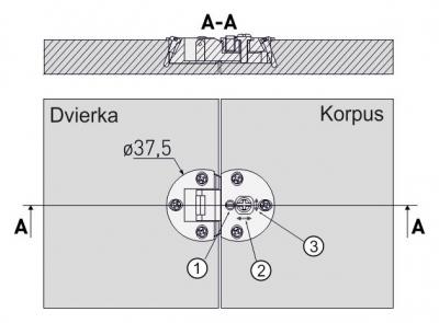 schéma<br />Záves sklopný nastaviteľný chróm