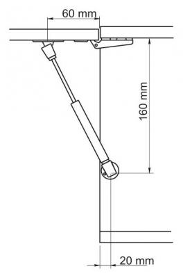 schéma<br />Nábytkový piest krátky 60N 160mm