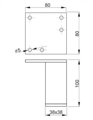 schéma<br />Noha Al 38x38x100mm, pevná