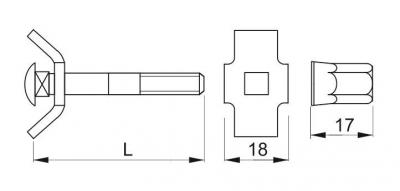 schéma<br />Kovanie na spájanie plát M6x150mm -&nbsp;.