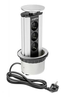 Výsuvná zásuvka šedá,3x220V/3600W