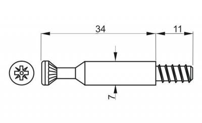 schéma<br />Tiahlo k excentru EURO-závit /34mm -&nbsp;DOWEL PIN