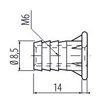 schéma<br />Závrtná matica M6x8,5x14mm