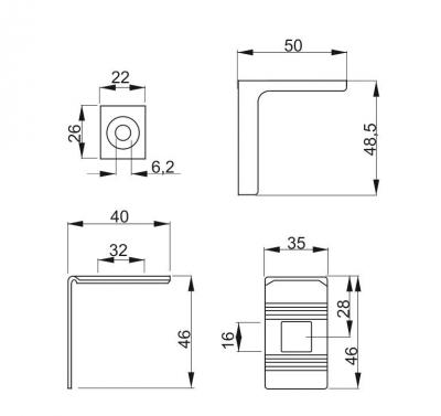 schéma<br />Rektifikačné kovanie 50x45 biele