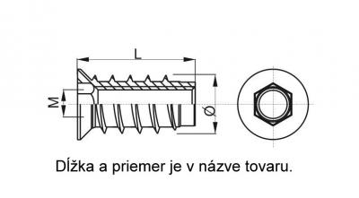 schéma<br />Závrtná matica M-M10x15x20mm Zn