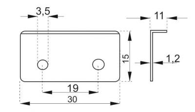 schéma<br />Protiplech lomený - nikel, 15x11mm