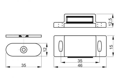 schéma<br />Magnetická sklapka 4kg biela -&nbsp;4 Kg