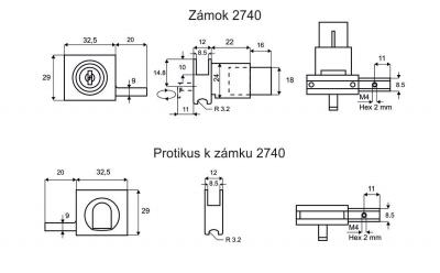 schéma<br />2740/M zámok na rovnaký kľúč D20