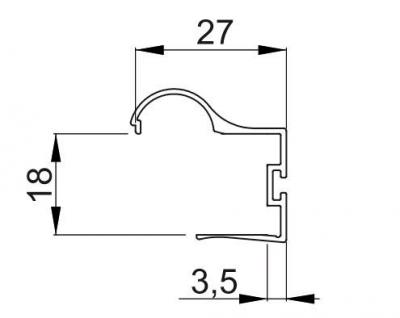 schéma<br />Profil bočný 18mm ERGO 2,7m striebor