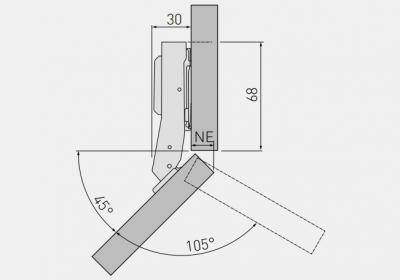 schéma<br />Záves 3D GTV plus 45° s piestom