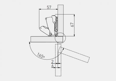 schéma<br />Záves 3D GTV 165° s piestom