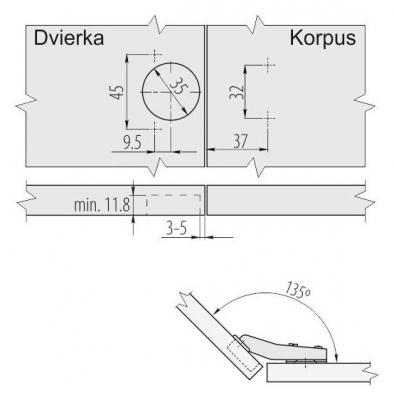 schéma<br />Záves GTV plus 45° s platničkou