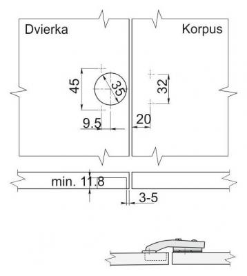 schéma<br />Záves GTV 90° s platničkou