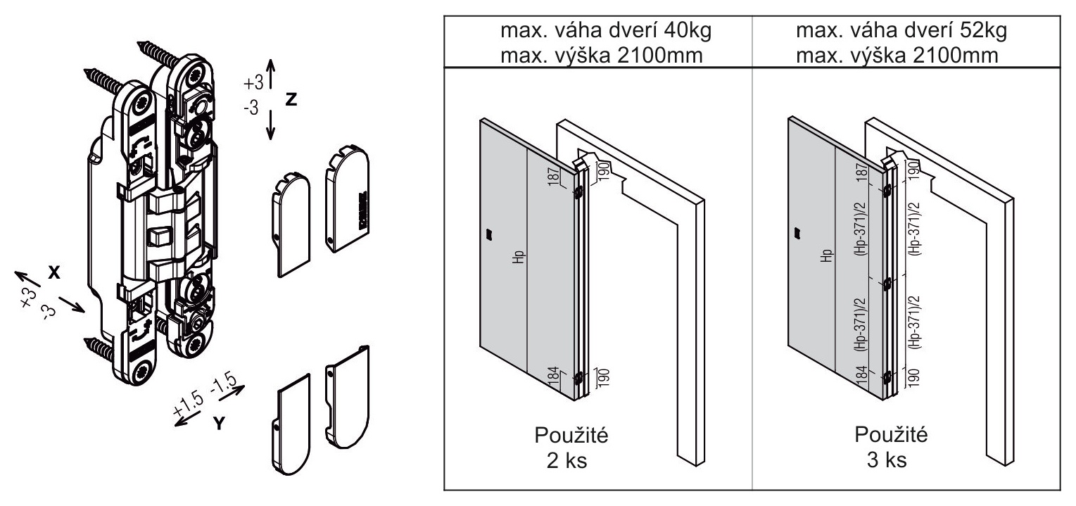 BISAGRA INVISIBLE KUBICA HYBRID K2460 CR.SAT ACERO/ZAMAK. 60KG/2BIS. MIN.25  155X51mm. - Verdu Store