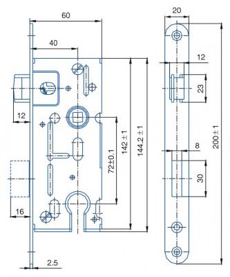 schéma<br />K 105 P-Ľ zámok vlož.6cm bal.1 Zn