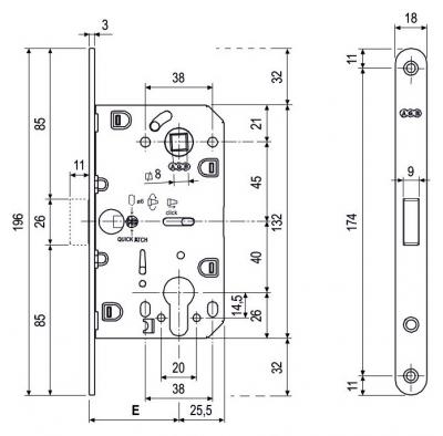 schéma<br />Zámok magnetický 50/85/18 vlož mat.c