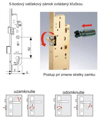 použitie<br />Zámok UNITOP V92/35/16 1980-2400mm
