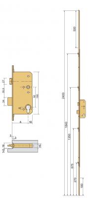 schéma<br />Zámok SICURTOP V92/35/16 2150-2400mm